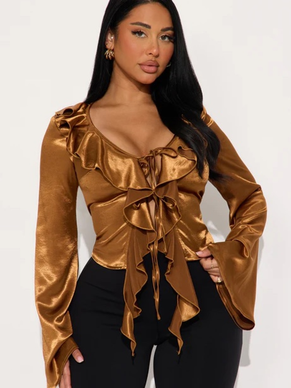 Fashion Nova The More You Know Flyaway Top - Bronze
